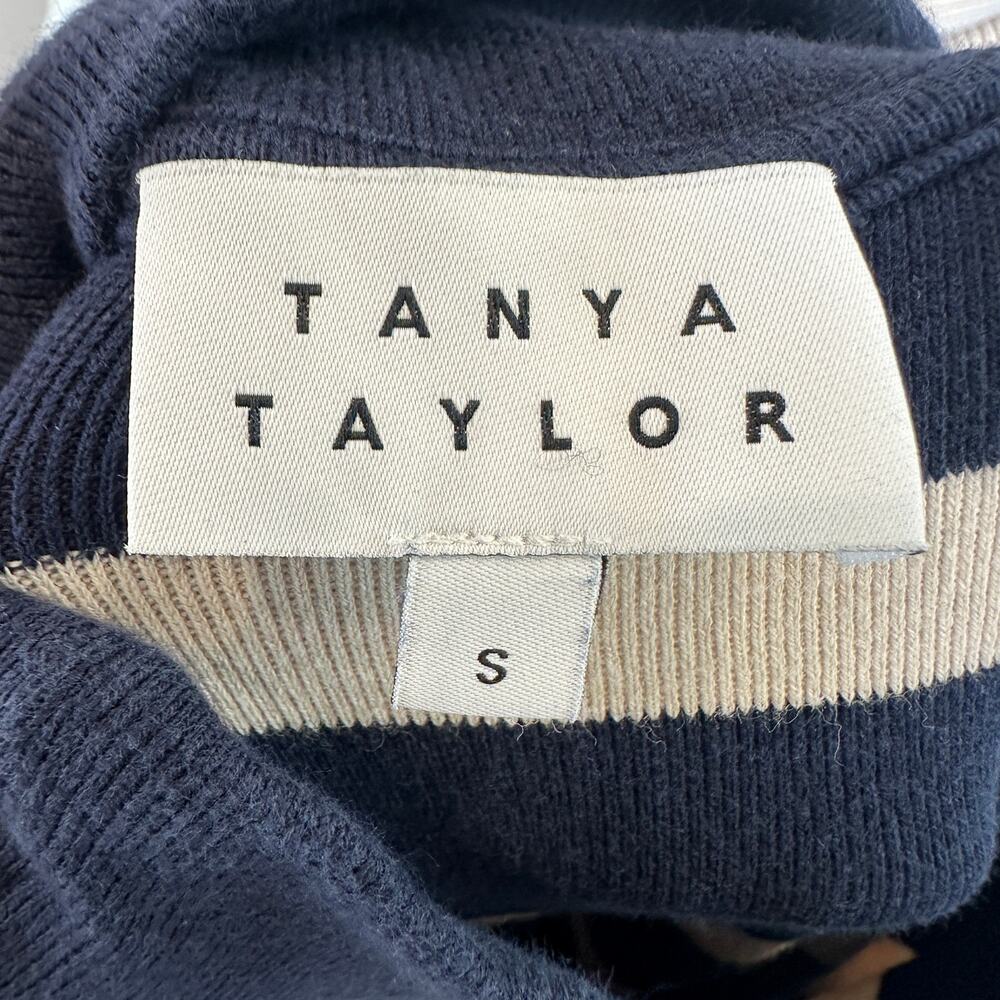 Tanya Taylor Blue White Striped Knit Midi Dress SMALL Career Work Cotton $400 - Picture 11 of 11
